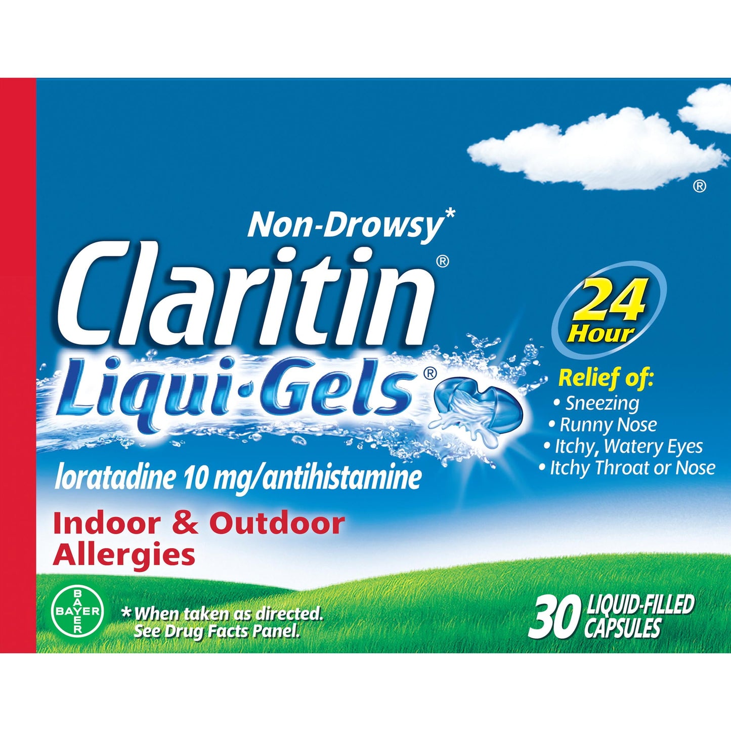 Claritin Liqui-Gels 24 Hour Non-Drowsy Allergy Medicine, Loratadine Antihistamine Capsules, 30 Ct