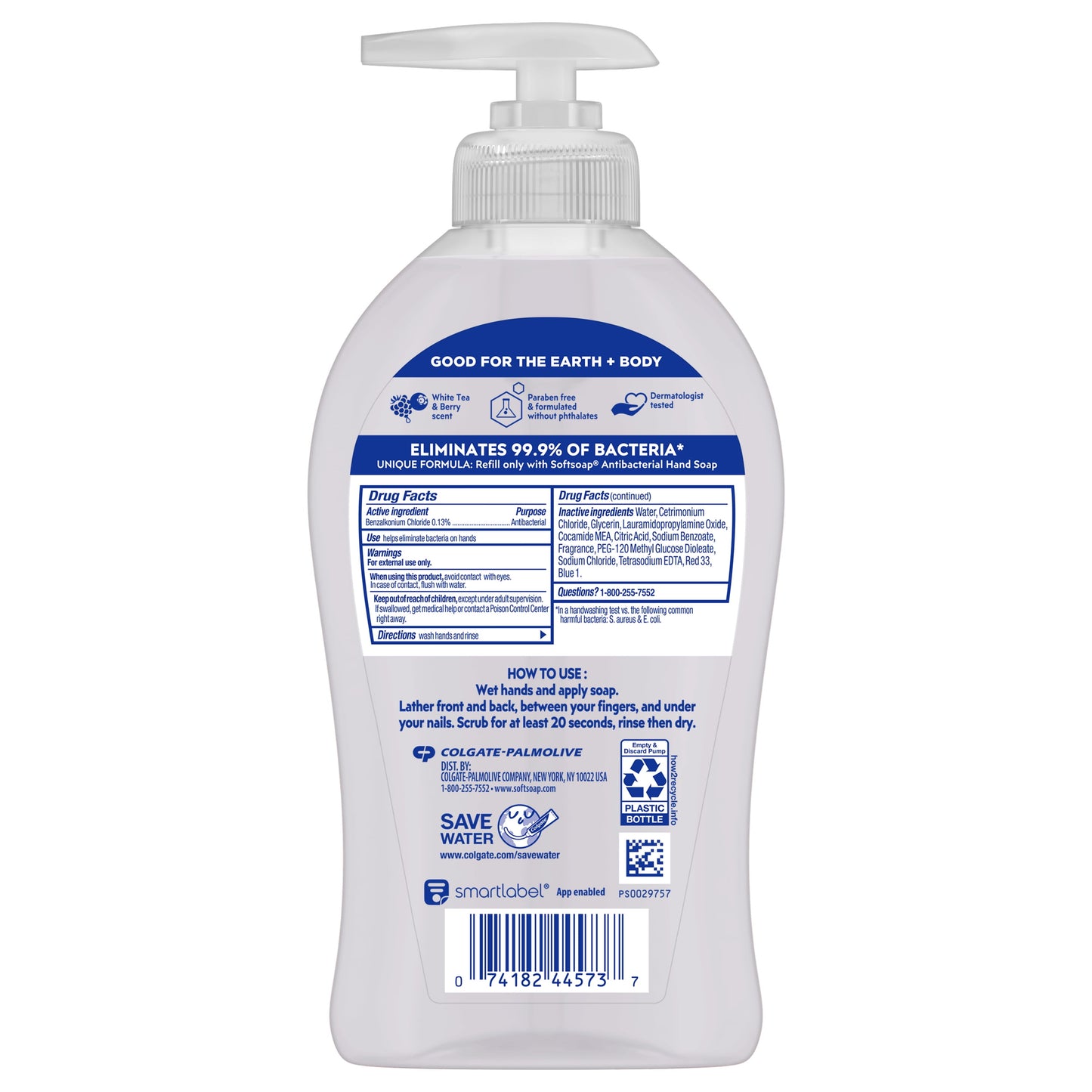 Softsoap Antibacterial Liquid Hand Soap, White Tea and Berry Scent Hand Soap, 11.25 oz Bottle