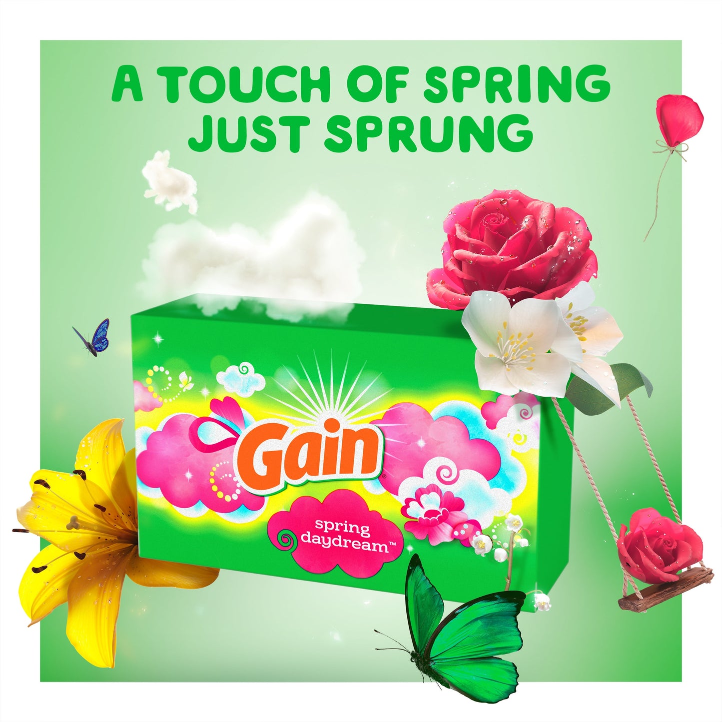 Gain Dryer Sheets, 180 Ct, Spring Daydream Fabric Softener Sheets