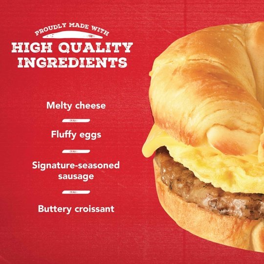 Jimmy Dean Sausage Egg & Cheese Croissant Sandwich, 36 oz, 8 Count (Frozen)