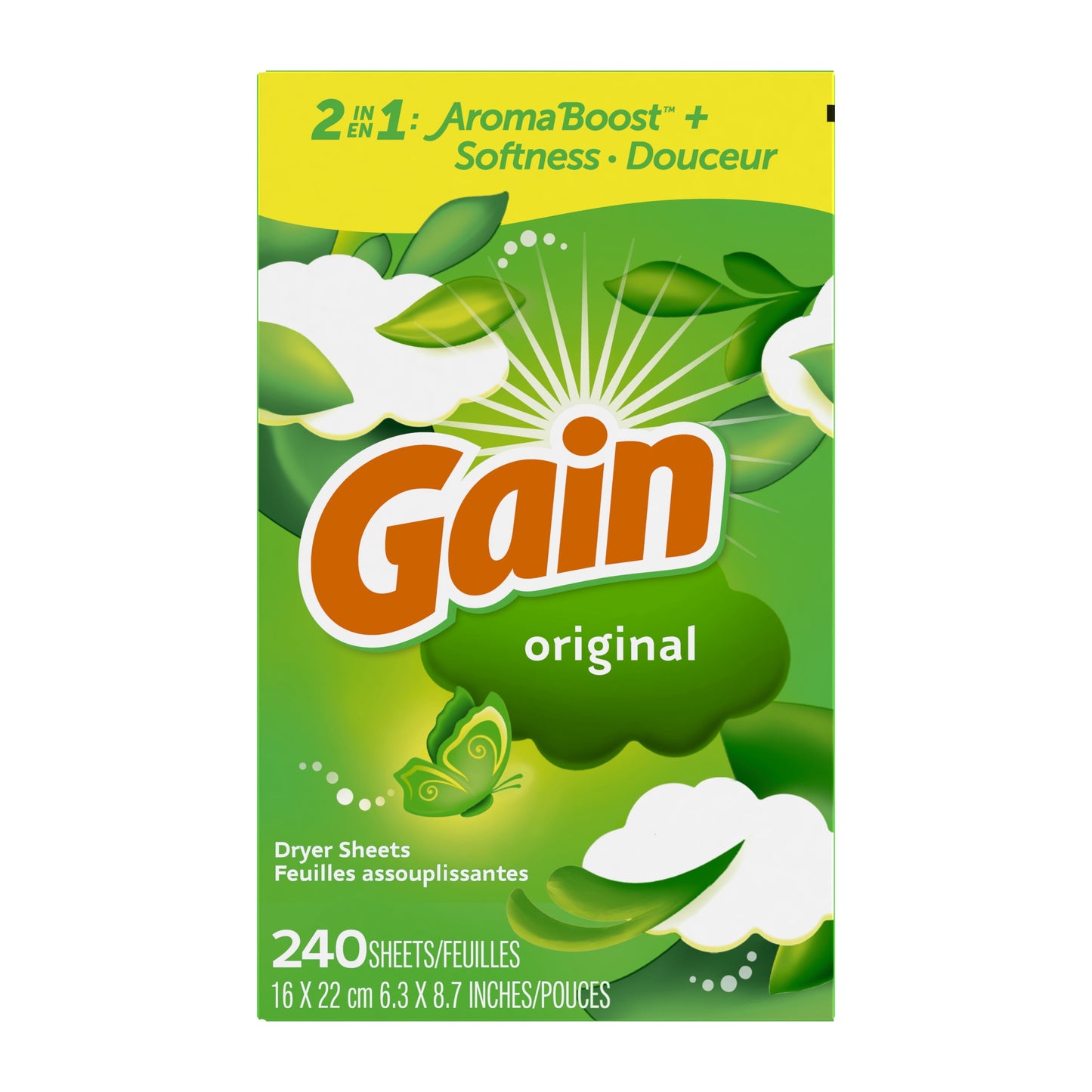 Gain Fabric Softener Dryer Sheets, Original, 240 Count