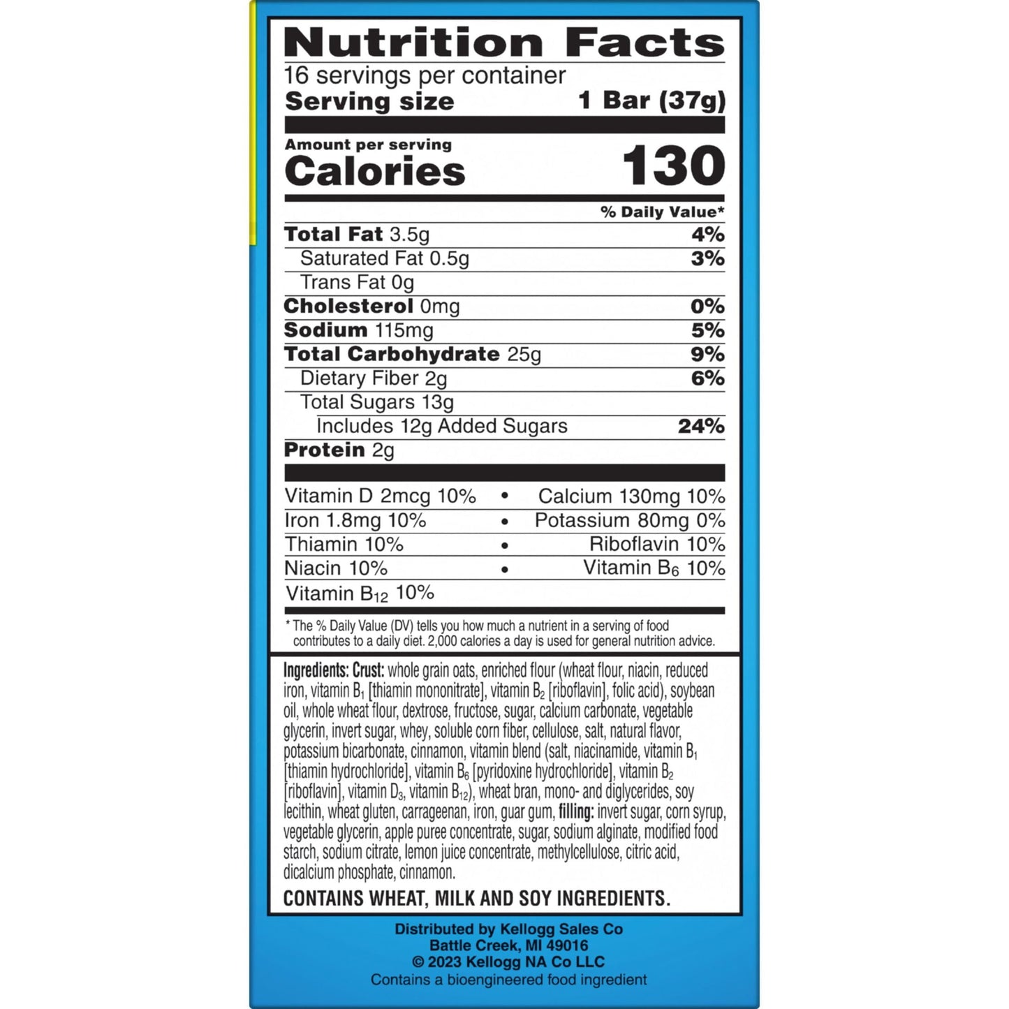 Kellogg's Nutri-Grain Apple Cinnamon Chewy Soft Baked Breakfast Bars, Ready-to-Eat, 20.8 oz, 16 Count