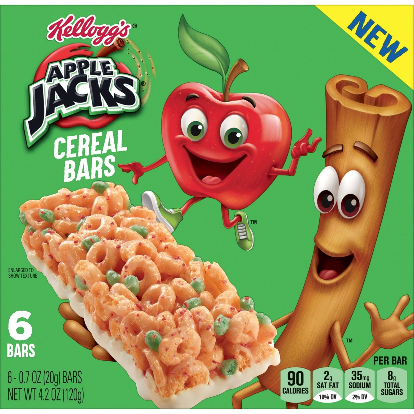 Kellogg's Apple Jacks Original Chewy Cereal Bars, Ready-to-Eat, 4.2 oz, 6 Count