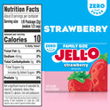Jell-O Strawberry Artificially Flavored Zero Sugar Low Calorie Gelatin Dessert Mix, Family Size, 0.6 oz Box