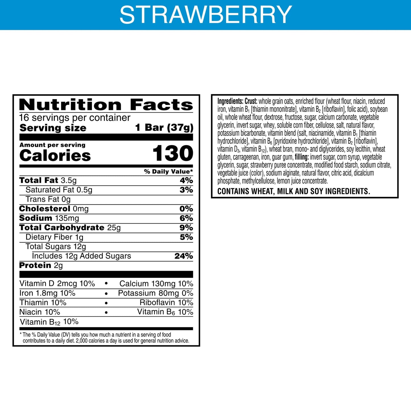 Kellogg's Nutri-Grain Strawberry Chewy Soft Baked Breakfast Bars, Ready-to-Eat, 20.8 oz, 16 Count