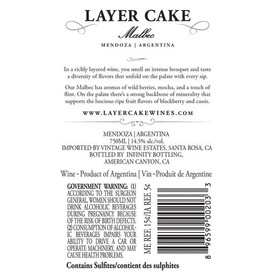 Layer Cake Malbec Red Wine, Argentina, 750 ml