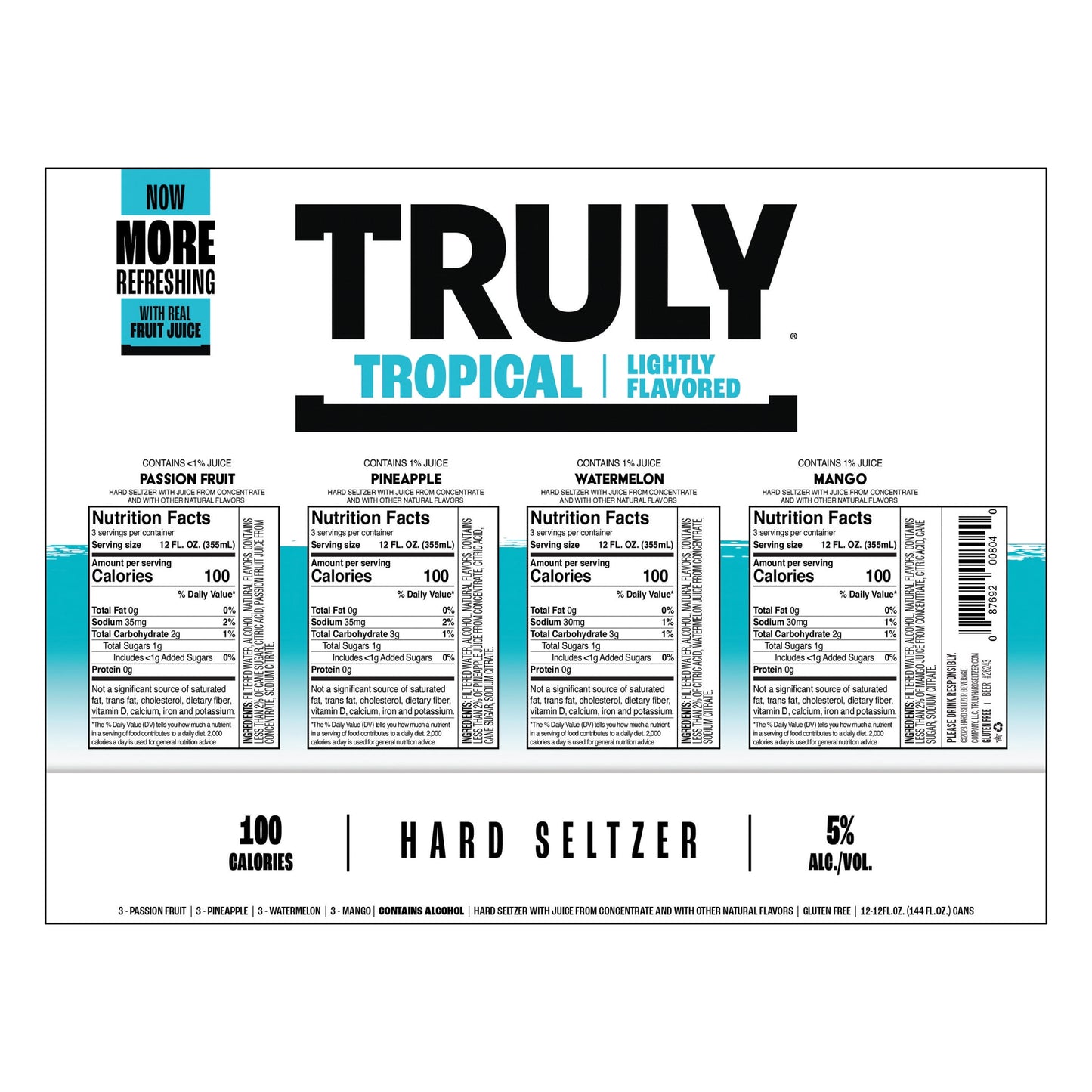 Truly Hard Seltzer Tropical Variety Pack, 12 Pack, 12 fl. oz. Cans