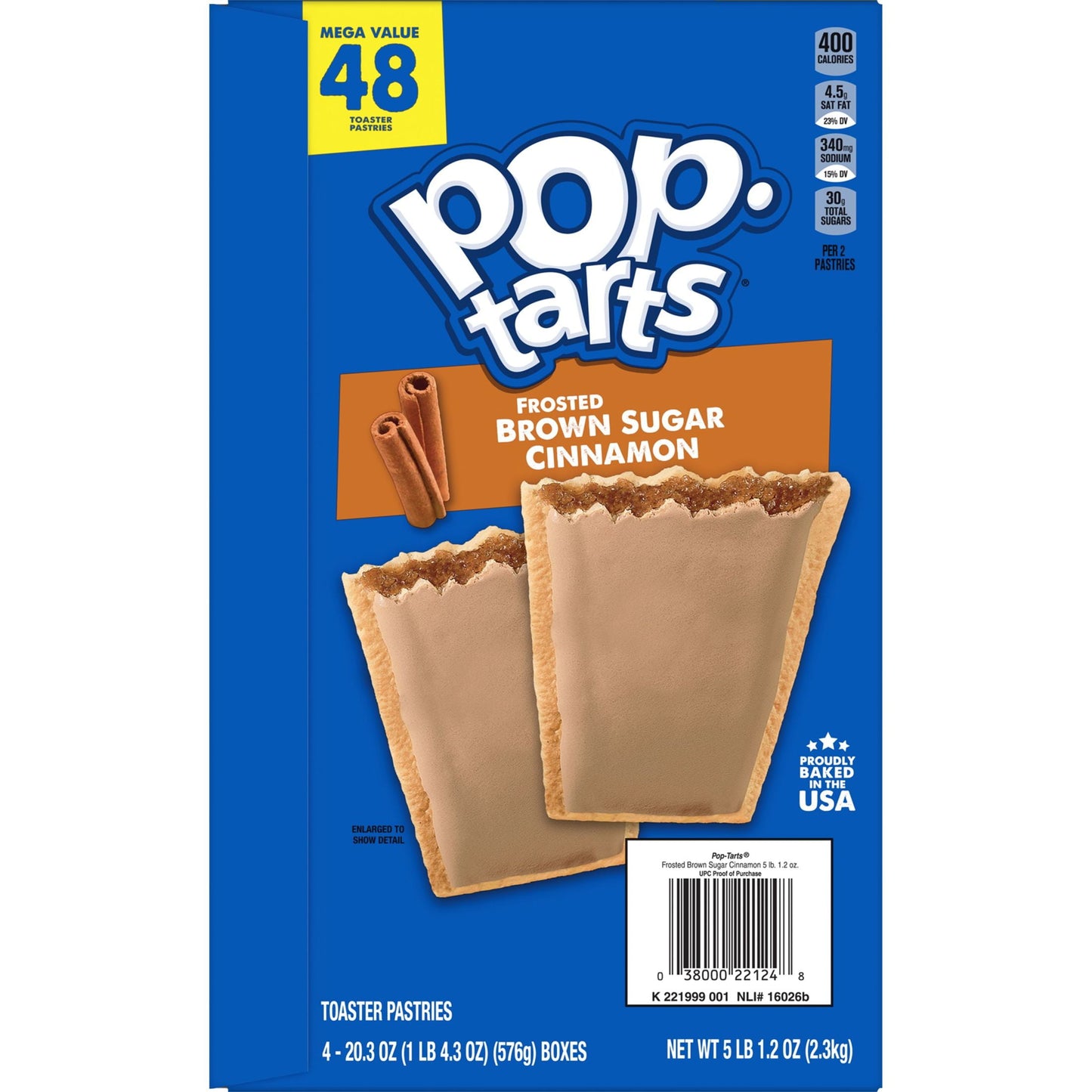 Pop-Tarts Frosted Brown Sugar Cinnamon Instant Breakfast Toaster Pastries, Shelf-Stable, Ready-to-Eat, 81.2 oz, 48 Count Box