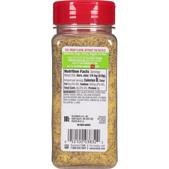 McCormick Perfect Pinch Lemon & Pepper Seasoning, 11.37 oz Mixed Spices & Seasonings