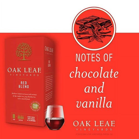 Oak Leaf Vineyards Red Blend Wine, 3 L Bag In Box, ABV 9.00%