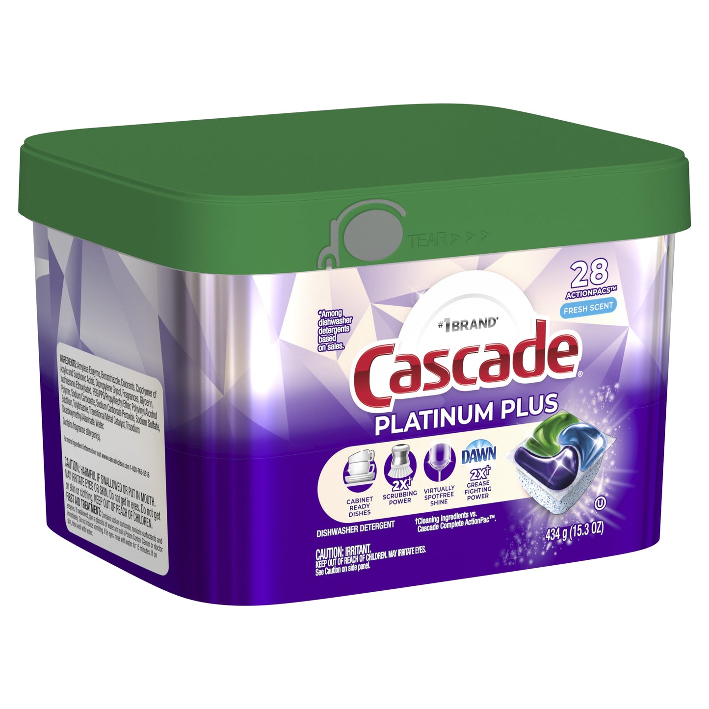 Cascade Platinum Plus Dishwasher Detergent Pacs, Fresh, 28 Count