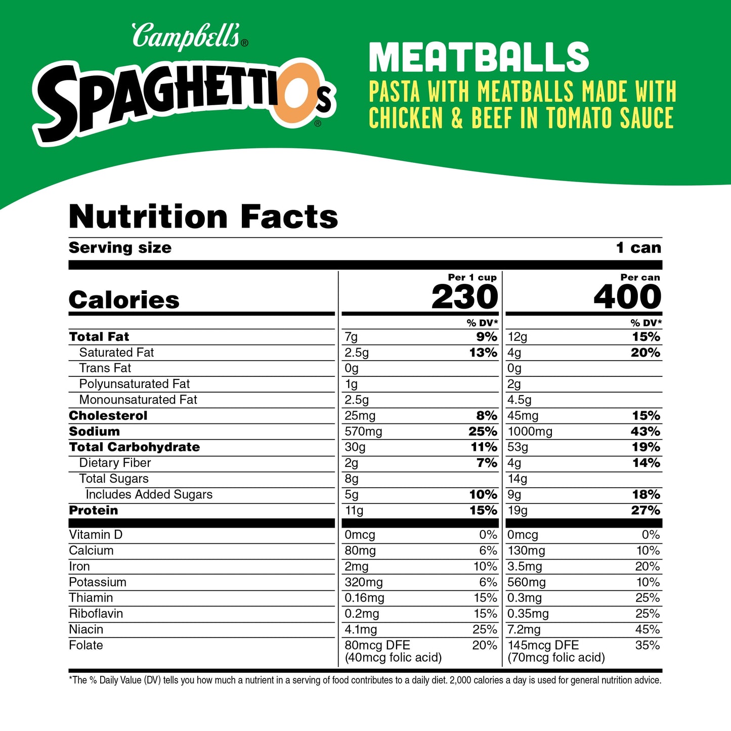 SpaghettiOs Canned Pasta with Meatballs, 15.6 oz Can