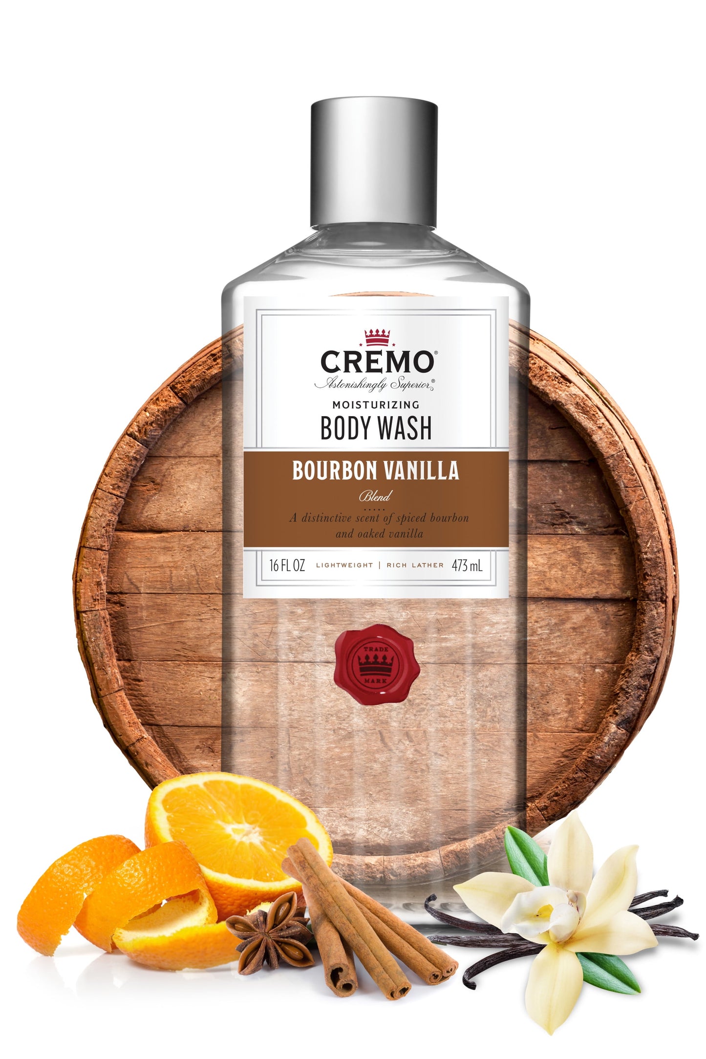 Cremo Mens Body Wash 16 Oz, Bourbon Vanilla Scent