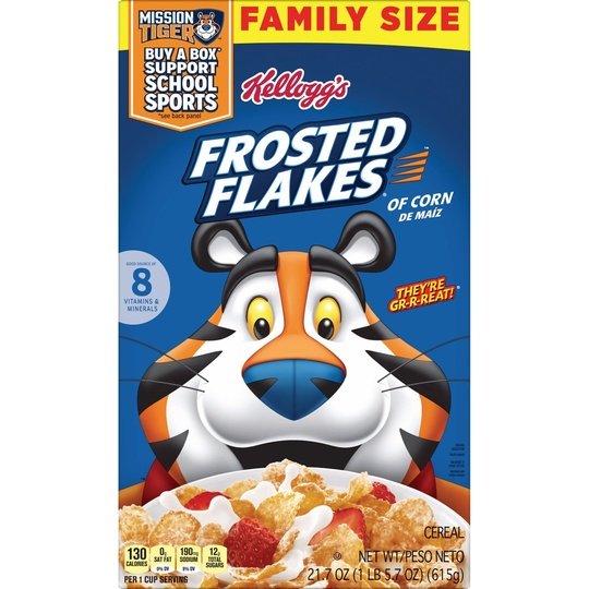 Kellogg's Frosted Flakes Original Breakfast Cereal, Family Size, 21.7 oz Box