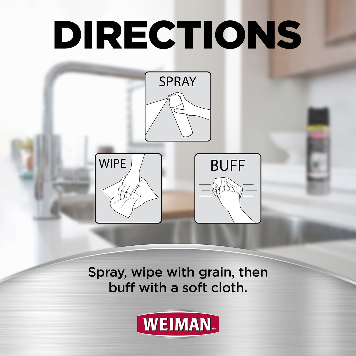 Weiman Stainless Steel Kitchen Appliance Cleaner & Polish, 12 oz