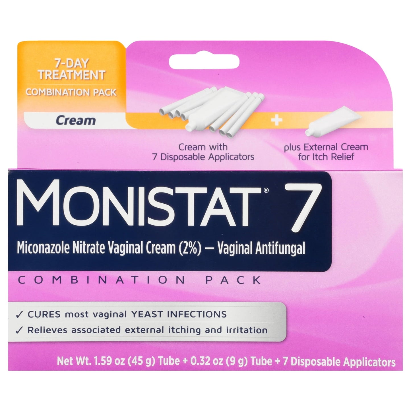 Monistat 7 Day Yeast Infection Treatment, 7 Disposable Miconazole Cream Tubes & External Itch Cream