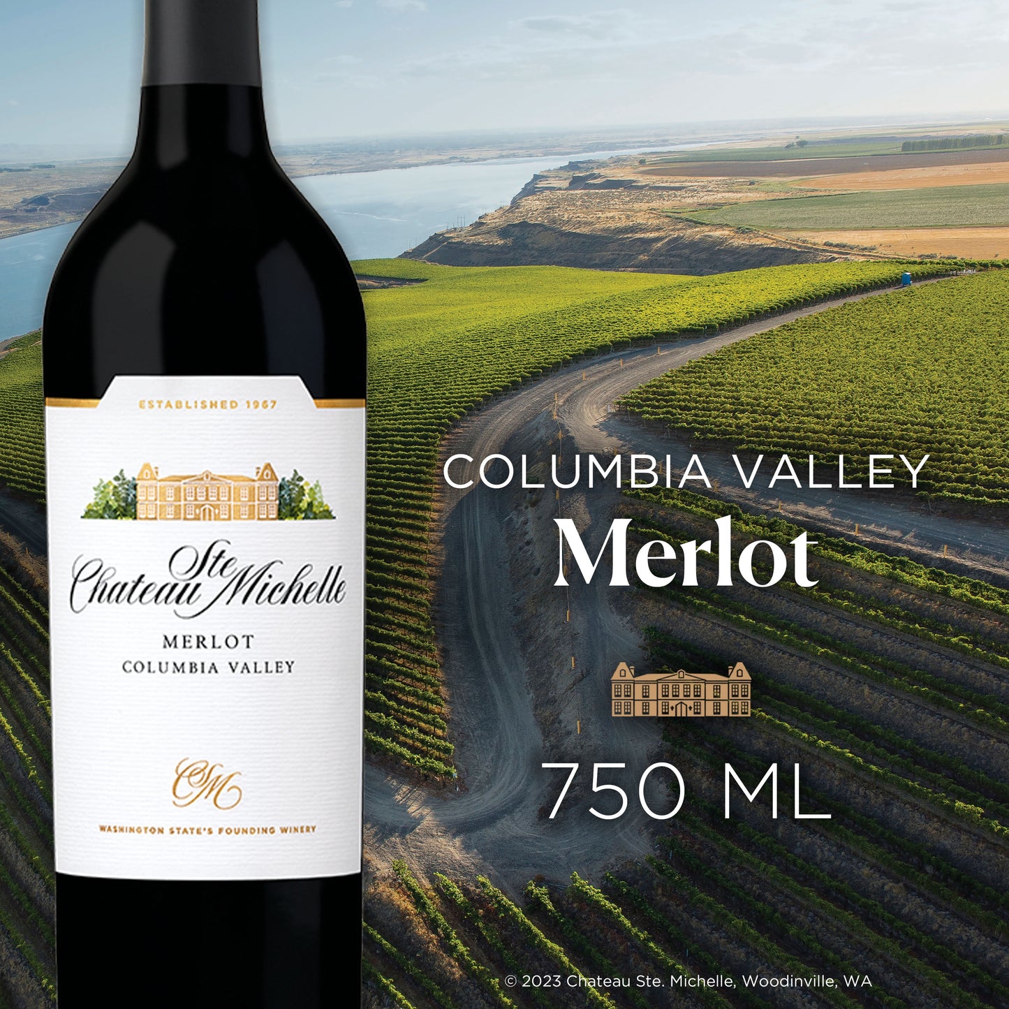 Chateau Ste. Michelle Columbia Valley Merlot Wine Red Wine, 750 ml Bottle, 13.5% ABV