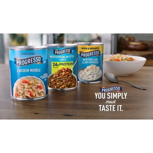 Progresso Light Chicken Noodle Soup, Ready To Serve Canned Soup, 18.5 oz.