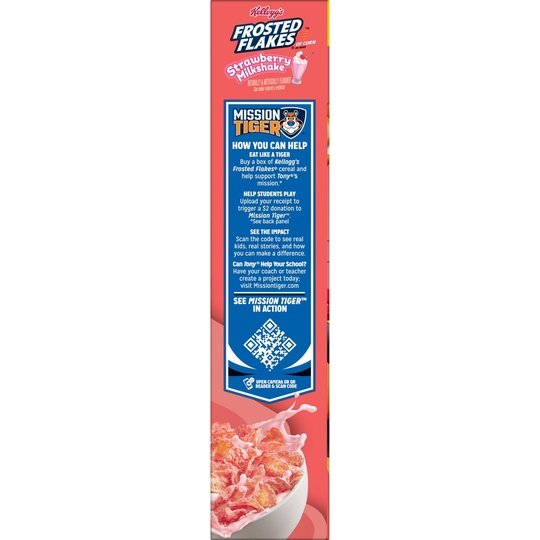 Kellogg's Frosted Flakes Strawberry Milkshake Breakfast Cereal, Family Size, 20.1 oz Box