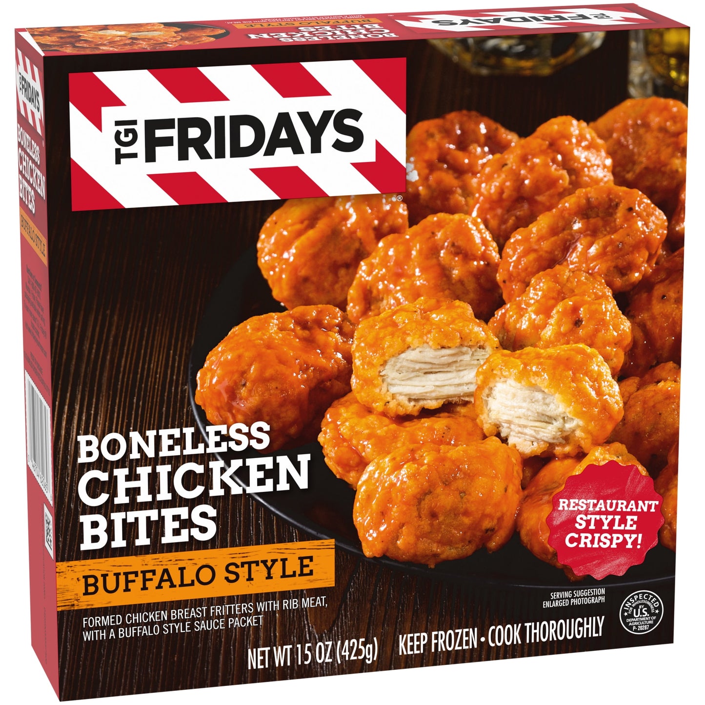 TGI Fridays Frozen Snacks & Appetizers Buffalo Style Boneless Chicken Bites, 15 oz Box Regular