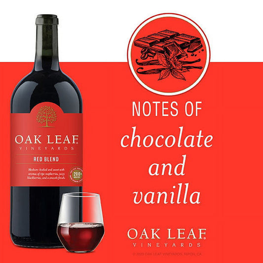 Oak Leaf Vineyards Red Blend Wine, 1.5 L Glass, ABV 9.00%
