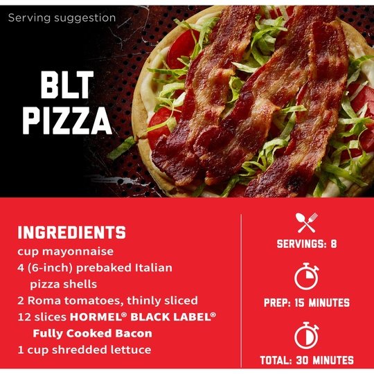 HORMEL BLACK LABEL Pork Bacon, Fully Cooked, Family Pack, 7.56 oz PlasticPackage