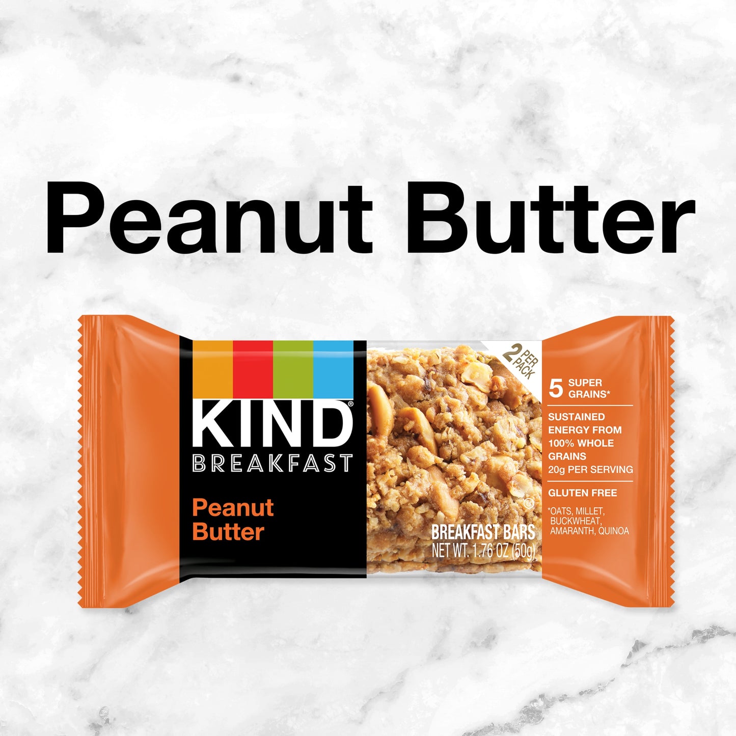 KIND Breakfast 100% Whole Grain Gluten Free Peanut Butter Snack Bars, 1.76 oz, 12 Count