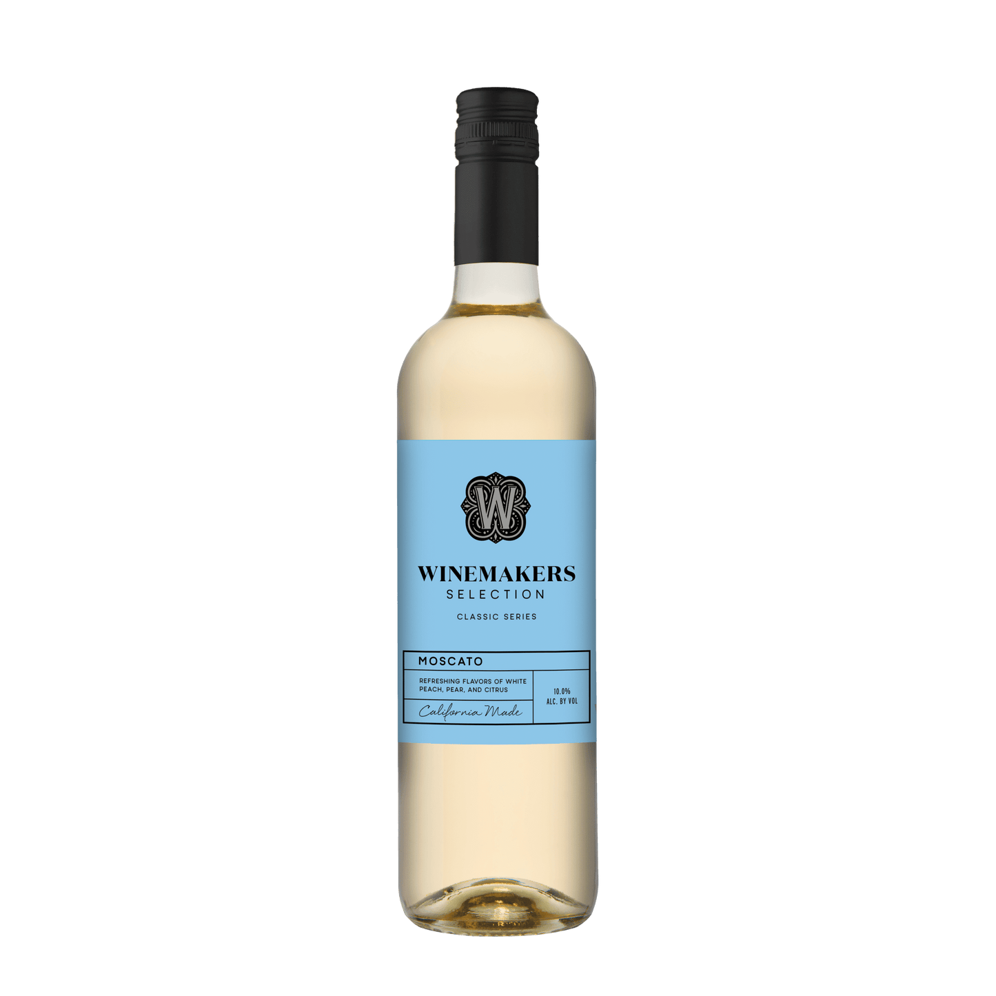 Winemakers Selection Classic Series Moscato California White Wine, 750 ml Glass, ABV 10.00%