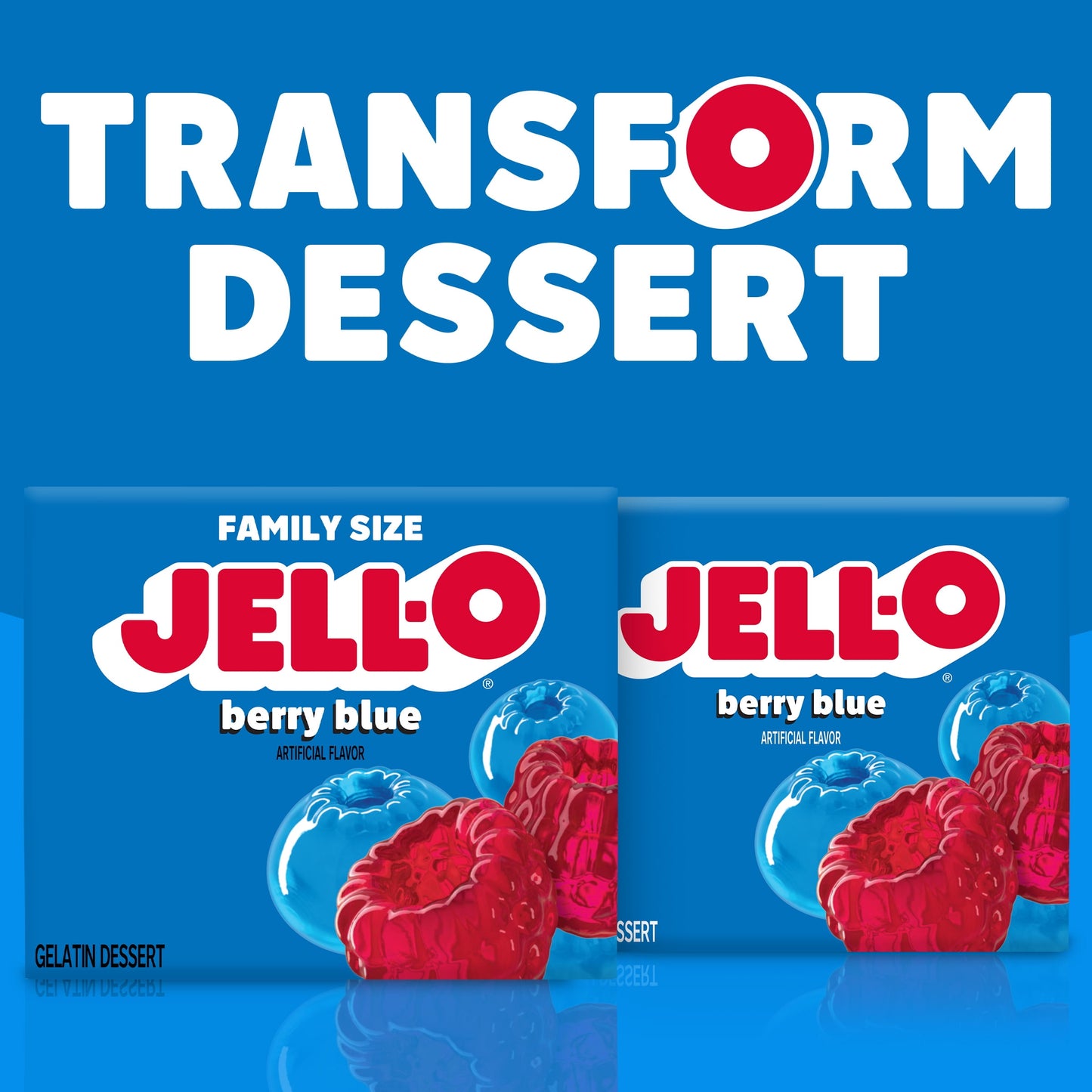 Jell-O Berry Blue Artificially Flavored Gelatin Dessert Mix, Family Size, 6 oz Box