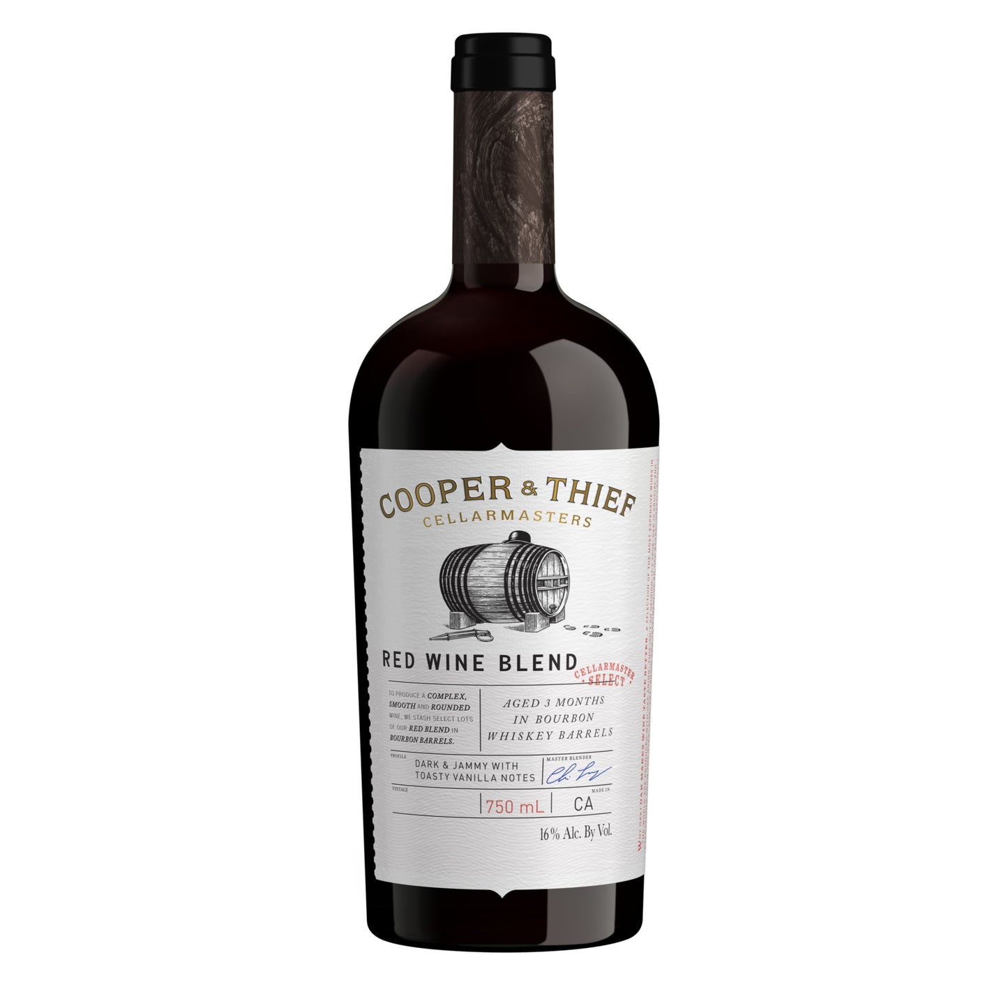 Cooper & Thief Bourbon Barrel Aged California Red Wine, 750 ml Glass, ABV 16.00%