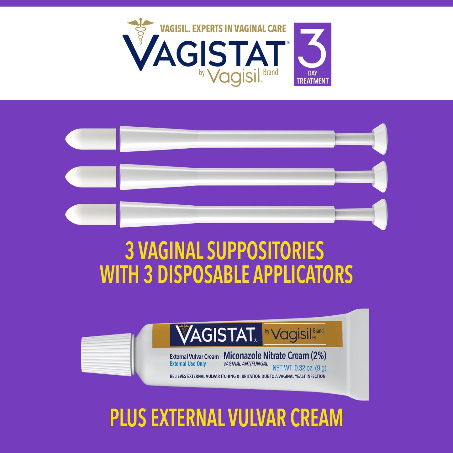 Vagistat by Vagisil 3-Day Vaginal Antifungal Yeast Infection Treatment Cream, Combination Pack