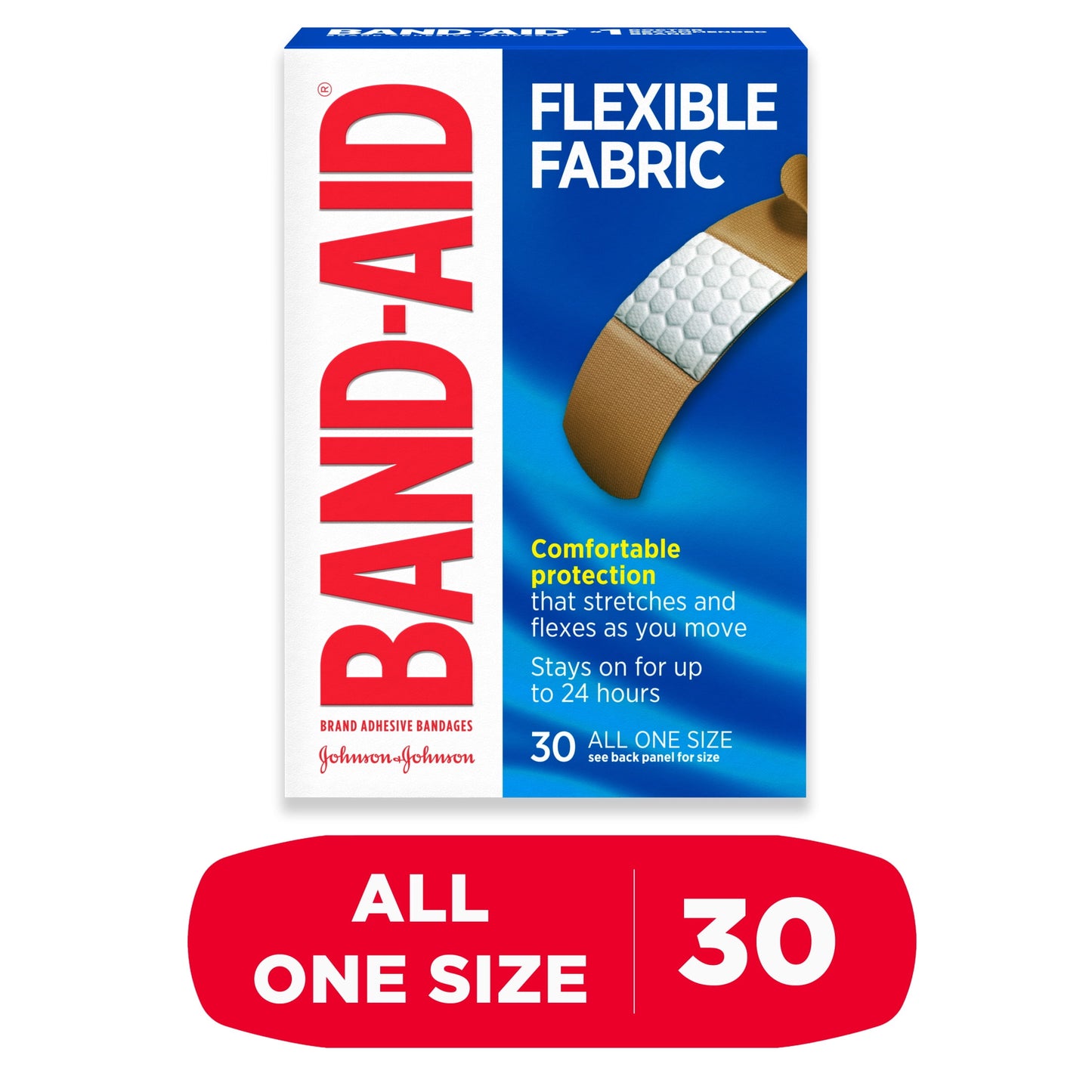 Band-Aid Brand Flexible Fabric Adhesive Bandages, All One Size, 30 ct