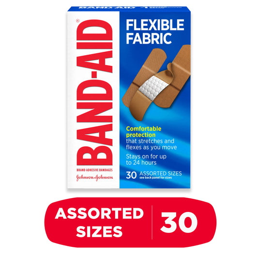 Band-Aid Brand Flexible Fabric Adhesive Bandages, Assorted, 30Ct