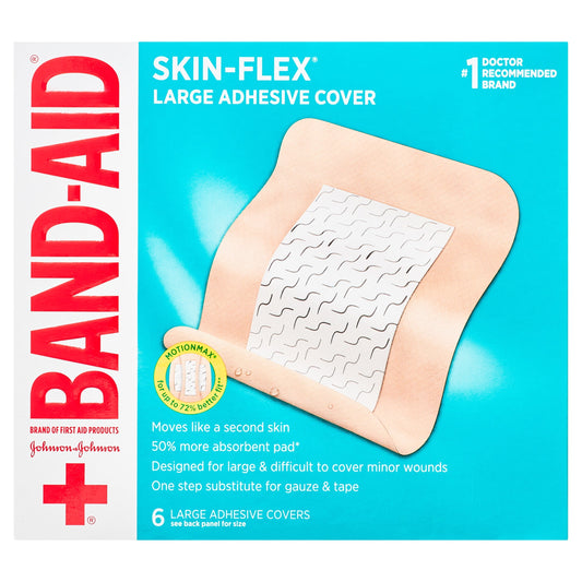 Band-Aid Brand Skin-Flex Adhesive Flexible Wound Covers, Large, 6Ct