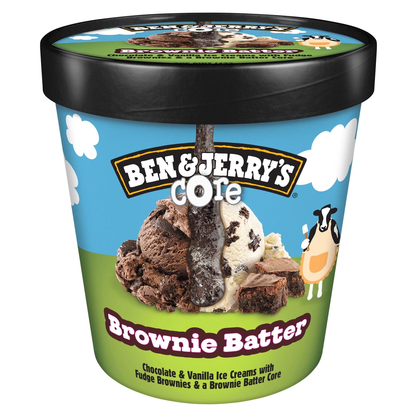 Ben & Jerry's Core Brownie Batter Chocolate and Vanilla Ice Cream, 16 oz