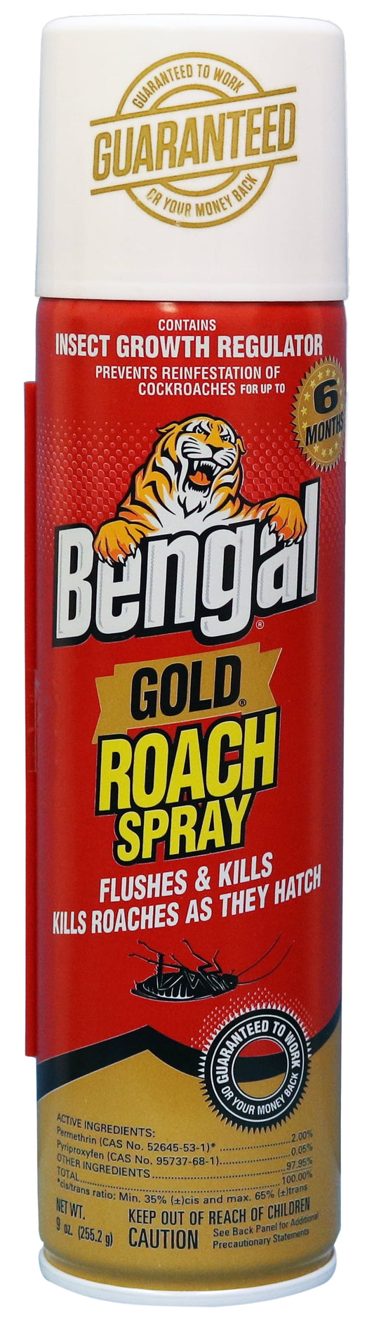 Bengal Gold Roach Spray, Odorless Stain-Free Dry Aerosol Killer Spray with Insect Growth Regulator, 9 oz Aerosol Can