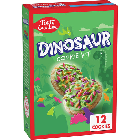 Betty Crocker Dinosaur Cookie Kit with Green Icing & Sprinkles, 11.6 oz