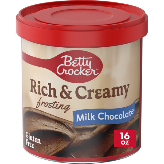 Betty Crocker Rich & Creamy Milk Chocolate Frosting, Gluten Free Frosting, 16 oz