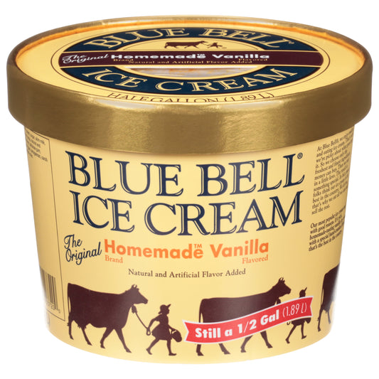Blue Bell Gold Rim Homemade Vanilla Ice Cream Half Gallon, 64 fl oz