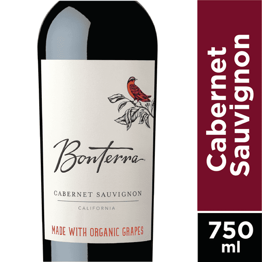 Bonterra Cabernet Sauvignon Red Wine, California, 13.9% ABV, 750ml Glass Bottle, 5-150ml Servings