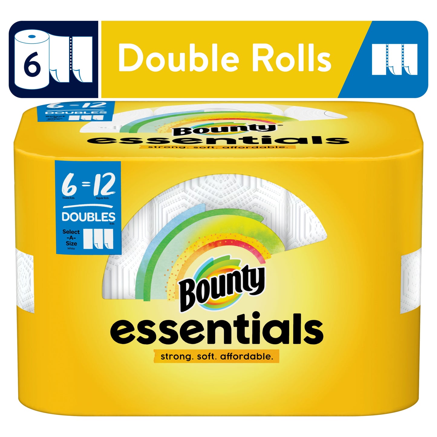 Bounty Essentials Select-a-Size Paper Towels, White, 6 Double Rolls