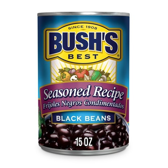 Bush's Seasoned Black Beans, Canned Black Beans, 15 oz Can