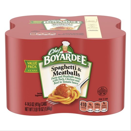 Chef Boyardee Spaghetti and Meatballs, Microwave Pasta, 4 Pack, 14.5 Oz