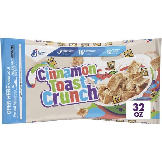 Cinnamon Toast Crunch Breakfast Cereal, Crispy Cinnamon Cereal, Value Bag, 32 oz