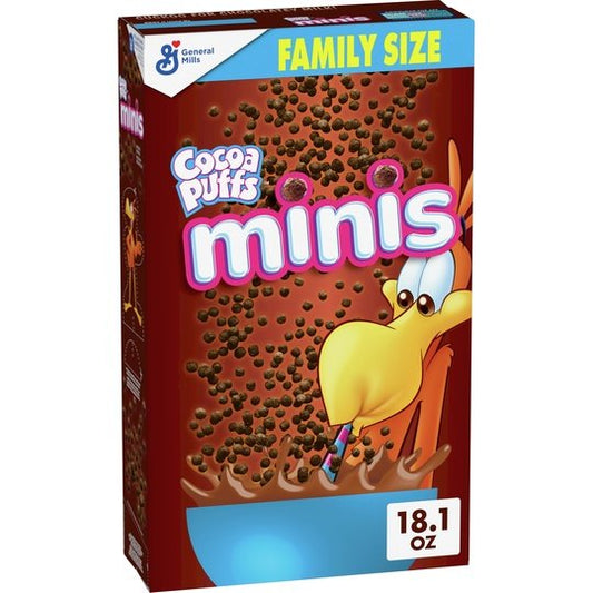 Cocoa Puffs Minis Chocolatey Breakfast Cereal, Made with Whole Grain, Family Size, 18.1 oz