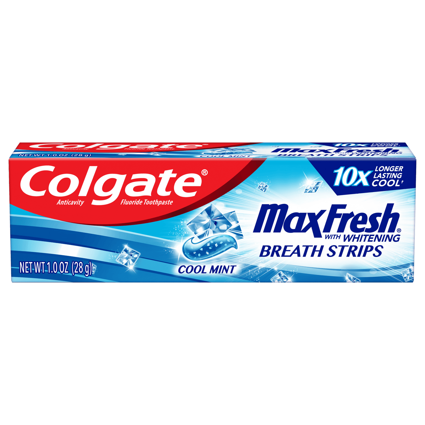 Colgate Max Fresh Travel Size Toothpaste with Mini Breath Strips, Cool Mint, 1.0 Oz