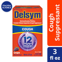 Delsym Adult 12 hour Cough Relief Medicine, Powerful Cough Relief for 12 Good Hours, Cough Suppressing Liquid, #1 Pharmacist Recommended, Grape Flavor, 3 Fl Oz