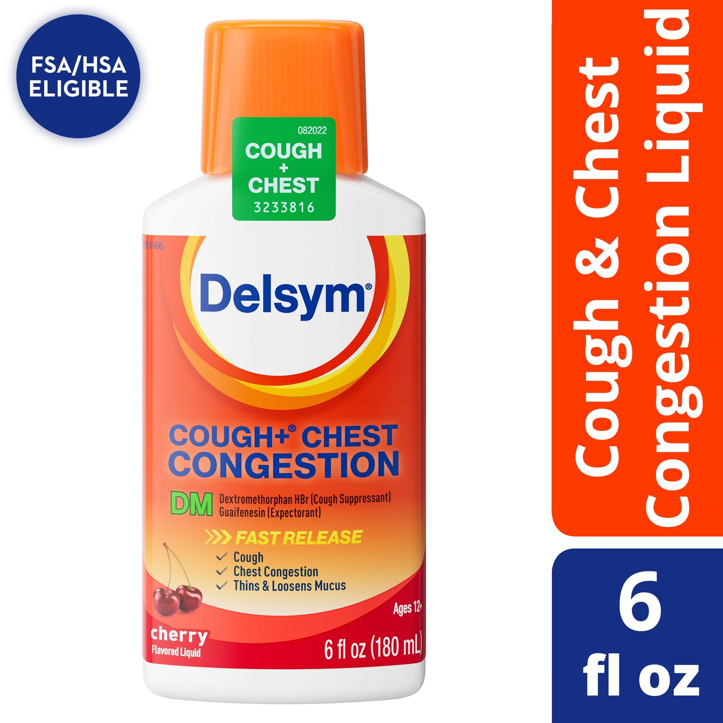 Delsym Max Strength DM Cough + Chest Congestion Medicine, Powerful Multi-Symptom Relief, #1 Pharmacist Recommended, Cherry Flavor, 6 Fl Oz