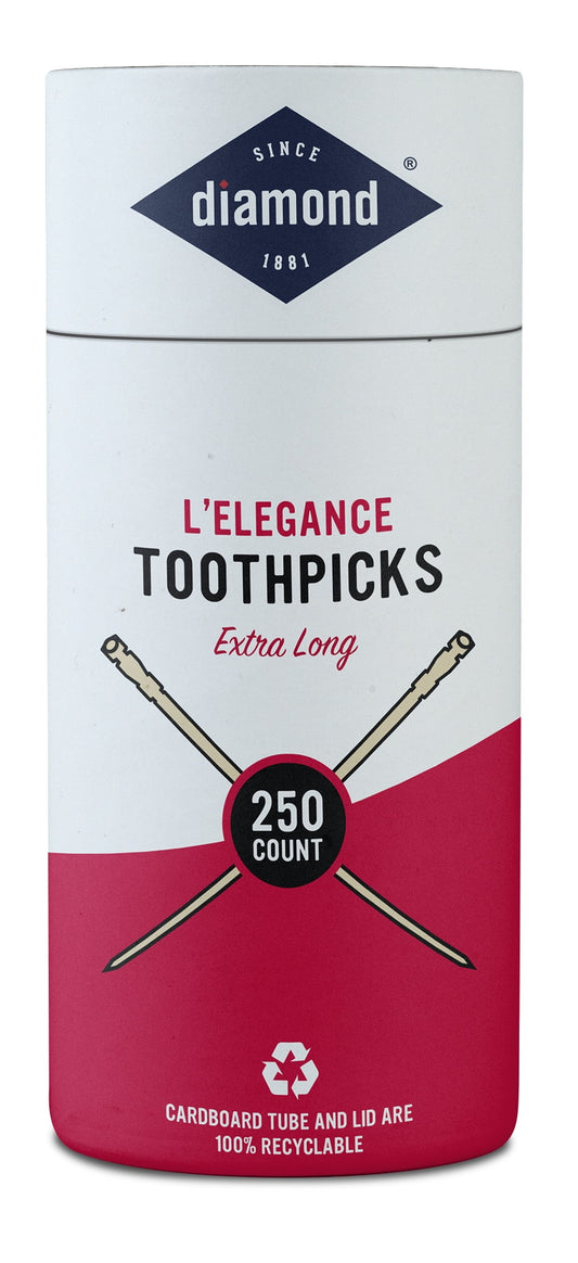 Diamond L'Elegance Extra Long Wooden Toothpicks 250 Count