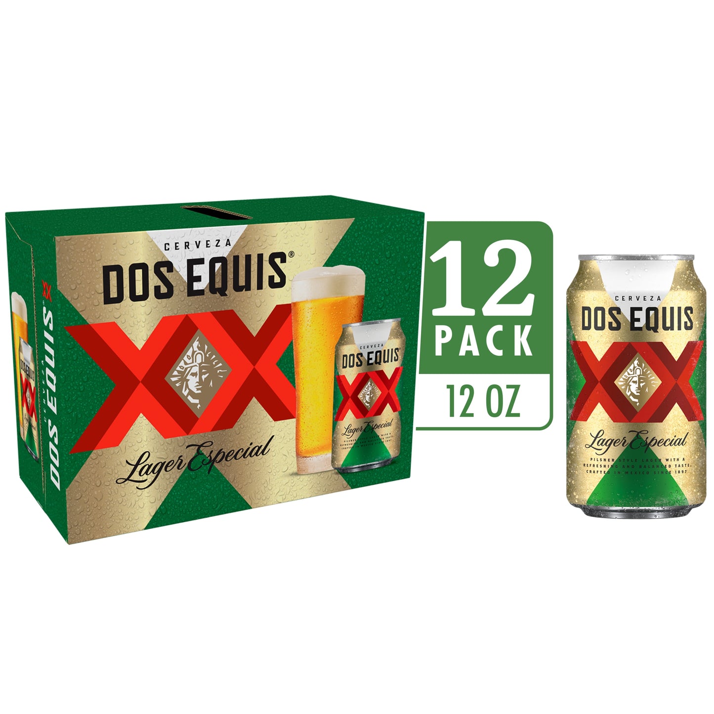 Dos Equis Mexican Lager Beer, 12 Pack, 12 fl oz Cans, 4.2% Alcohol by Volume